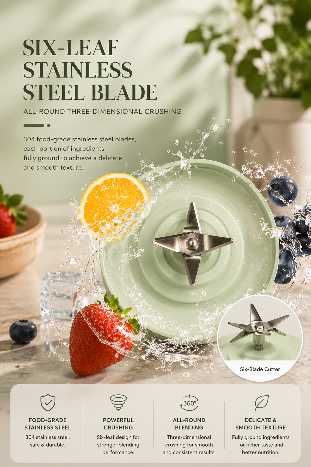 Portable Mini Smoothie Blender – Cordless & Rechargeable