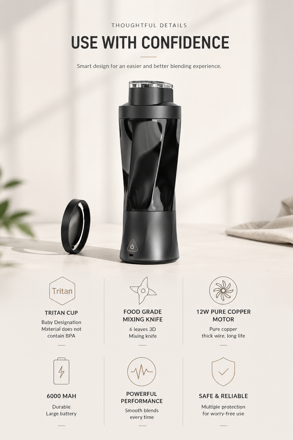 Portable Mini Blender

Fresh blends. Wherever you go.