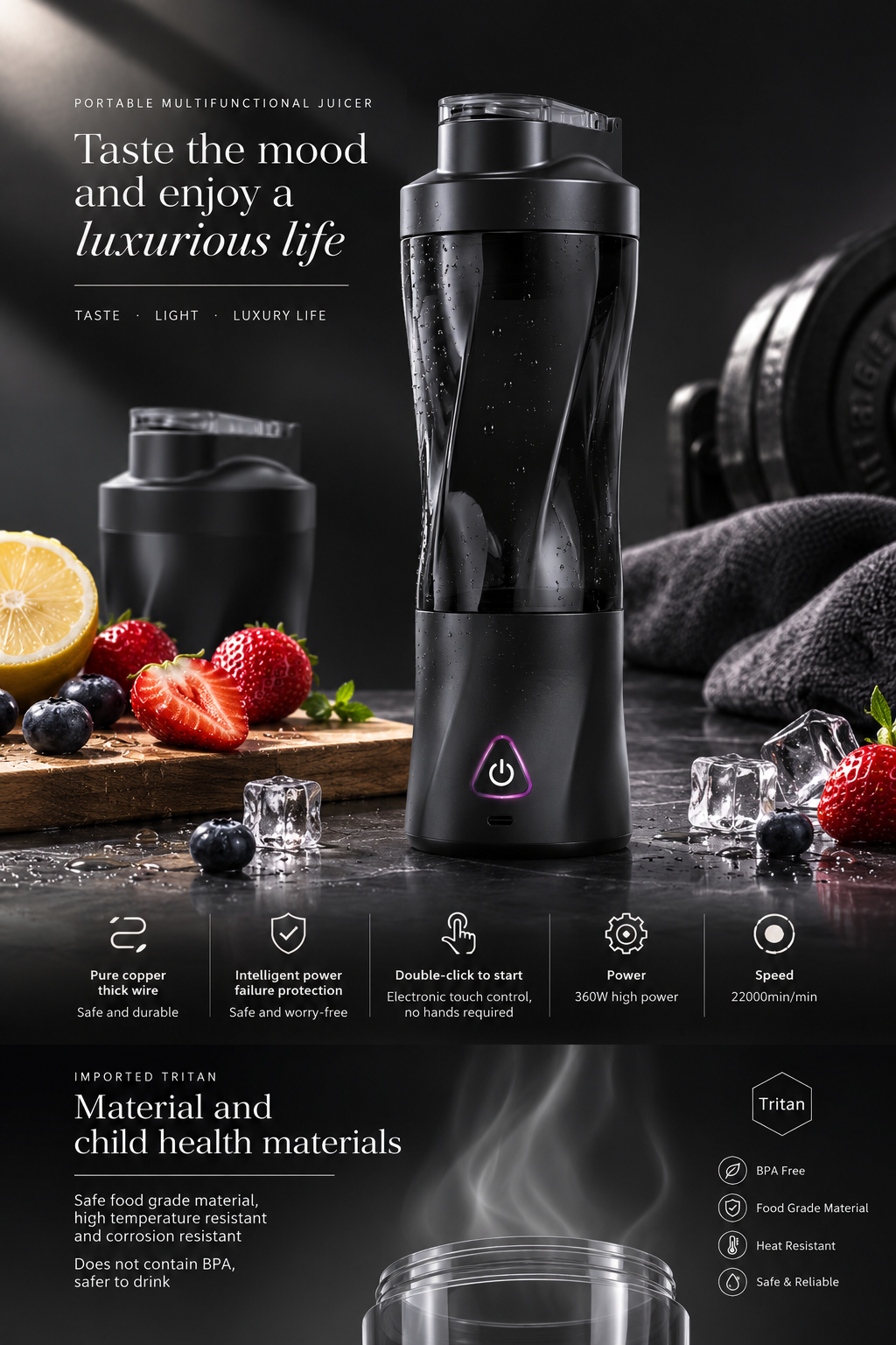Portable Mini Blender

Fresh blends. Wherever you go.